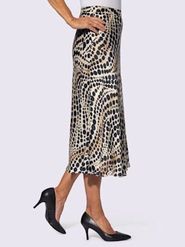 Jupe En Satin Qualité Tissée - Fair Lady - Couleur Ivoire-Noir Imprimé