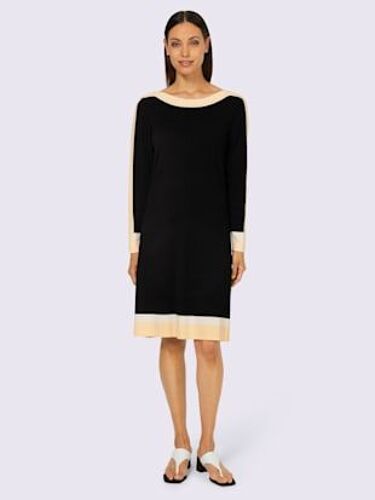 Robe Évasée Détails Contrastés - Rick Cardona - Noir-Couleur Ivoire À Motifs