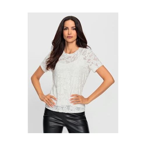 T-Shirt En Dentelle Avec Dentelle - Ashley Brooke - Écru