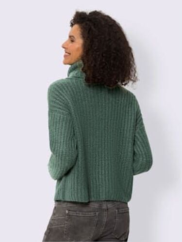 Pull À Col Roulé Grand Col Roulé - Linea Tesini - Vert Mousse