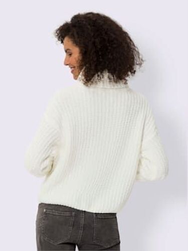 Pull À Col Roulé Grand Col Roulé - Linea Tesini - Écru