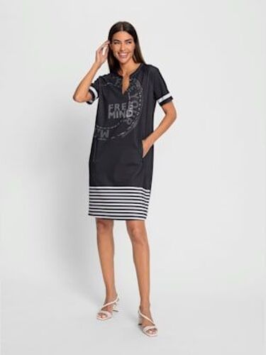 Robe En Jersey Jolies Pierres Brillantes Fantaisie - Rick Cardona - Noir-Blanc Imprimé