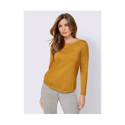 Pull Encolure Ronde 100% Coton Pima - - Jaune Curry