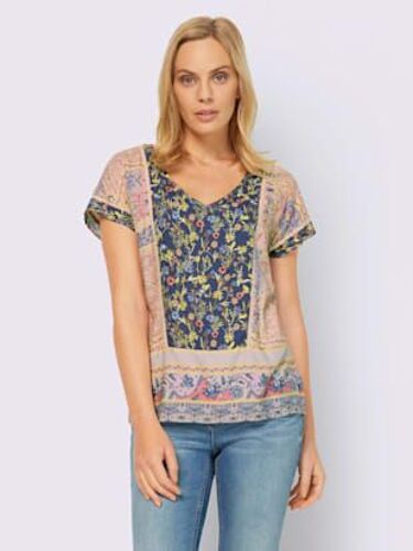 Chemisier Imprimé Patchwork - Linea Tesini - Bleu Jean-Rose Clair Imprimé