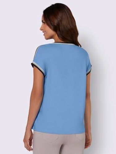 T-Shirt À Manches Courtes Pur Coton - - Bleu Ciel