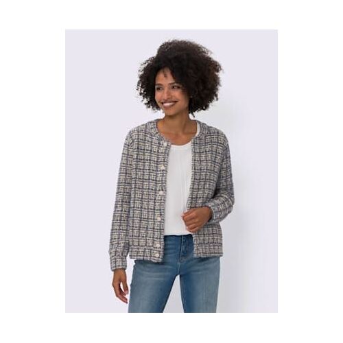 Veste En Tricot Forme Blouson Tendance - Linea Tesini - Bleu Foncé-Champagne À Motifs