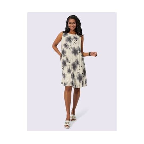 Robe Plissée En Polyester Recyclé - Fair Lady - Couleur Ivoire-Gris Imprimé