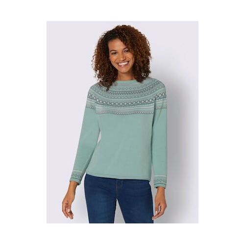 Pull Au Motif Norvégien En Jacquard Col Rond Avec Bordure Ondulée - - Menthe À Motifs