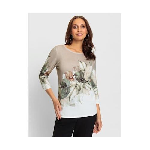 Pull À Manches 3/4 60% Viscose - Fair Lady - Écru-Grège Imprimé