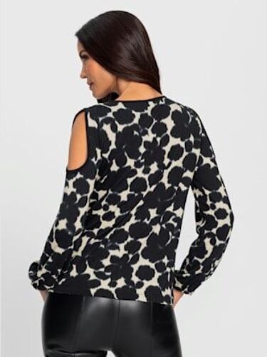 T-Shirt Imprimé Imprimé Mode - Ashley Brooke - Noir-Couleur Ivoire Imprimé