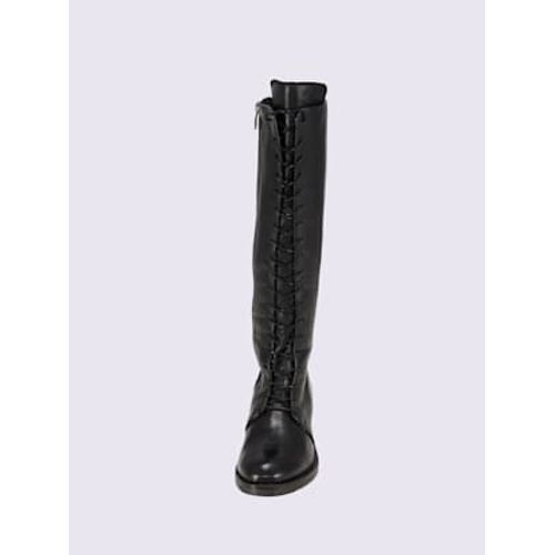 Bottes Lacets Cuir Nappa De Vache Noir
