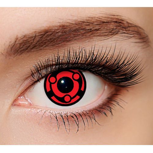 Paire De Lentilles Rouge Sharingan Sasuke Uchiwa Niveau 3 Utilisable 12 Mois Anime Manga Naruto Déguisement Cosplay Costume Black Sugar