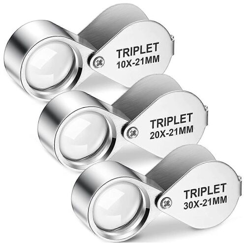 3 Pièces Bijoutiers Oeil Loupe Ensemble 10x, 20x Et 30x Poche Bijoux Loupe, Bijoutiers Oeil Loupe Verre