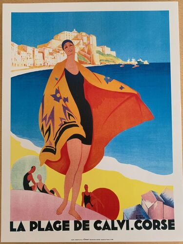 La Plage De Calvi / Corse - Roger Broders 1923 - 30x40cm - Affiche / Poster Envoi En Tube