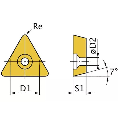 Plaquette triangulaire pour burins tête d'alésage (par pièce) Vertex TPGH090204L