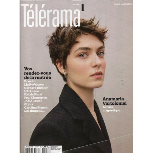 Télérama 3947 : Anamaria Vartalomei. Hanouna Sur W9. Sur Le Tournage De Ciudad Sin Sueño. La Littérature Féminine. Votre Agenda Culturel. Mini Série "Surface". Laura Smet.