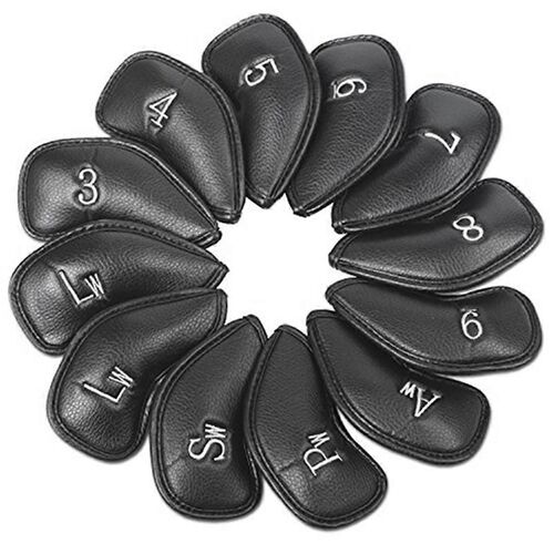 12pcs Golf Club Covers, Golf Head Covers Set Black
