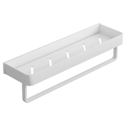 Espace blanc en aluminium Étagères de salle de bain Rack à simple niveau Shampooing Étagère de cuisine Étagère de cuisine Serviette de salle de bain B