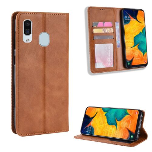 Coque Samsung Galaxy A30,Etui pour Samsung Galaxy A30,Coque en cuir vintage pour Samsung Galaxy A30,Marron