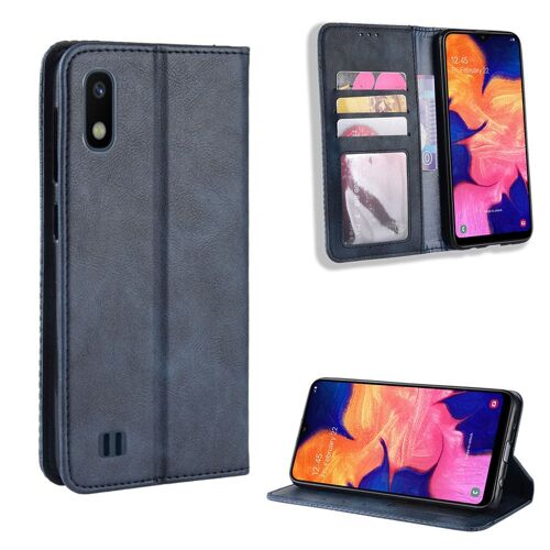 Coque Samsung Galaxy A10,Etui Pour Samsung Galaxy A10,Coque En Cuir Vintage Pour Samsung Galaxy A10,Bleu