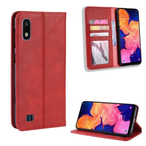 Coque Samsung Galaxy A10,Etui Pour Samsung Galaxy A10,Coque En Cuir Vintage Pour Samsung Galaxy A10,Rouge