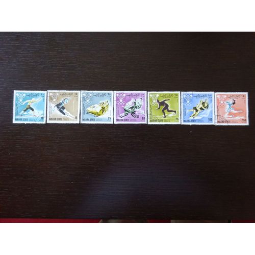 Timbres Aden Protectorat Mahra State Oblitérés1967 Jeux Olympiques Grenoble 1968
