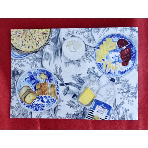Carte Postale Peinture, Tableau Gwennan Jolivet "Cette Journée D'Eté" 2024 D'Après Robert Delaunay "Nature Morte Portugaise" 1915. Musée Fabre, Montpellier.