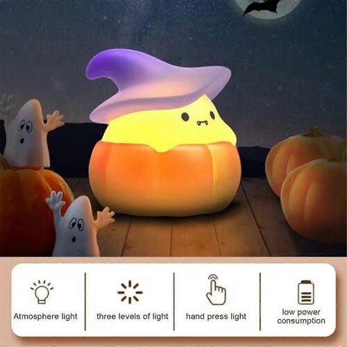 Lampe en silicone LED citrouille fantôme Veilleuses LED en silicone Veilleuses de chevet rechargeable USB pour de