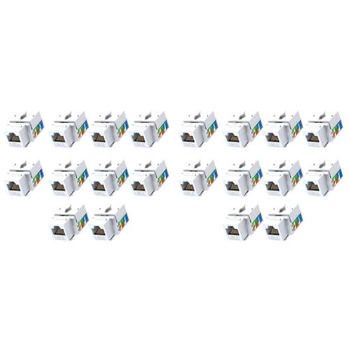20PCS prise Cat6, connecteur Ethernet Punch Down, adaptateur mural coupleur de module à 90 degrés, compatible Cat5/5E/6