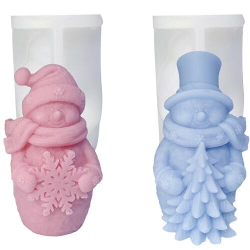 2pcs Père Noël Câlin Flocon De Neige Silicone Moule Diy Arbre De Noël Vieil Homme Parfumé Bougie Plâtre Savon R