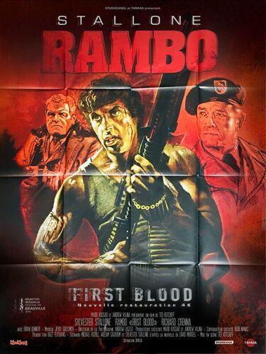 Rambo (First Blood) - Véritable Affiche De Cinéma Pliée - Format 120x160 Cm - De Ted Kotcheff Avec Sylvester Stallone, Richard Crenna, Brian Dennehy - 1983 Réédition 2019