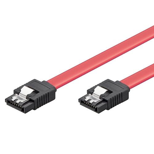 Ewent Câble SATA III, Vitesse 6 Gbits avec Clips en métal, SATA L-Type Rouge Rouge 30 cm