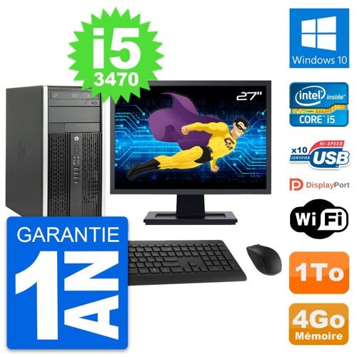 PC Tour HP Pro 6300 CMT Ecran 27" i5-3470 RAM 4Go Disque Dur 1To Windows 10 Wifi