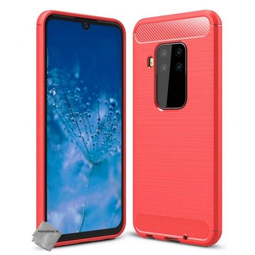Housse etui coque silicone gel carbone pour Motorola One Zoom + verre trempe - ROUGE