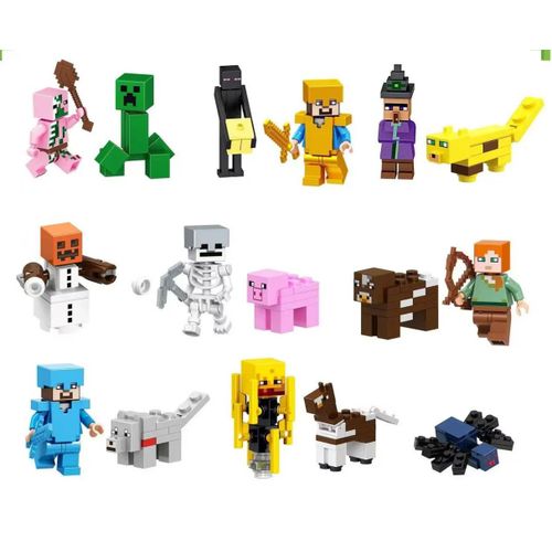16 Pièces Minecraft Mini figurines Blocs de construction -