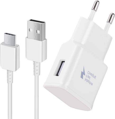 Blanc Chargeur Rapide Usb C Avec 1,5m Cable Compatible Avec Samsung Phone Galaxy S21, S20, S10, S9, S8, Note 10, 9, 8, 7 Et A53, A7, Série A, Afc Usb Chargeur Telephone Secteur - Blanc
