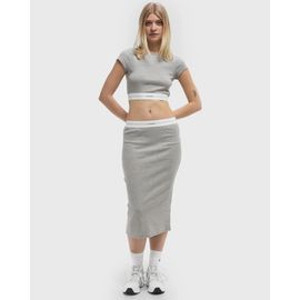 Calvin Klein Underwear Wmns Cotton Stretch Rib Rib Crop Tee Women Shortsleeves Grey En Taille:L