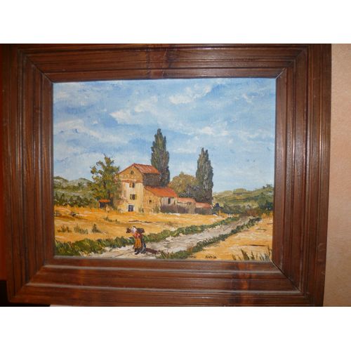 Tableau Huile Sur Toile "Paysage Provençale" Encadré Et Signé