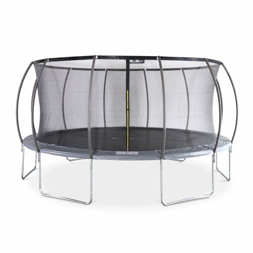 Trampoline Rond Ø 490cm Gris Avec Filet De Protection Intérieur - Jupiter Inner Nouveau Modèle - Trampoline De Jardin 4.90m 490 Cm Design Qualité Pro Normes Eu