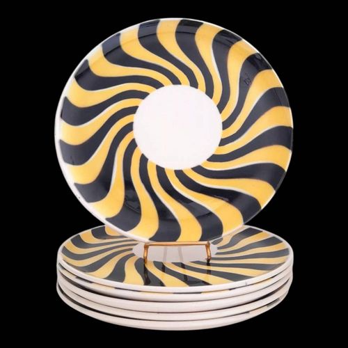 6 Assiettes Dessert Boch Keralux Bebop 50s Noir