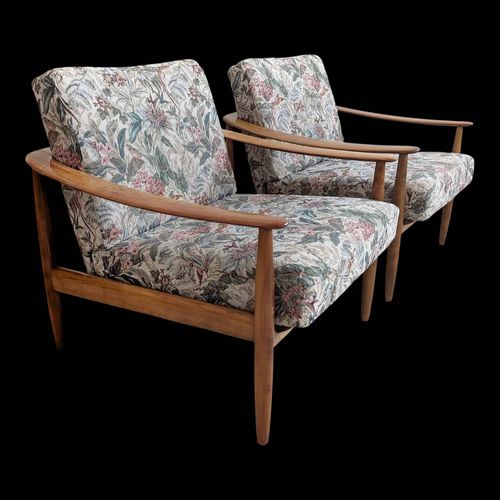 Lot De 2 Chaises Longues Imprim Floral Par Carl Straub Pour Goldfeder Annes 1960 Multicolore