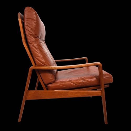 Fauteuil En Cuir Teck Komfort Par Arne Wahl Iversen 1960 Marron