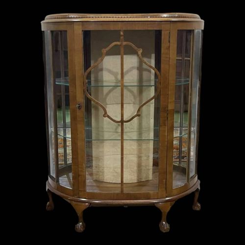Vitrine Anglaise Des Annes 1950 En Noyer Bois