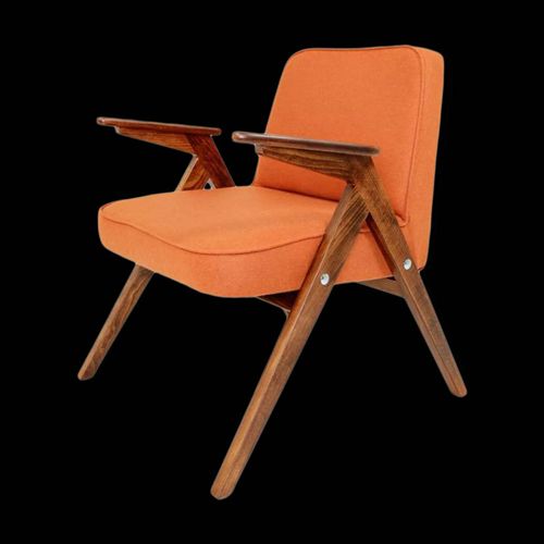 Fauteuil Scandinave Papaye Orange Laine 1960 Orange