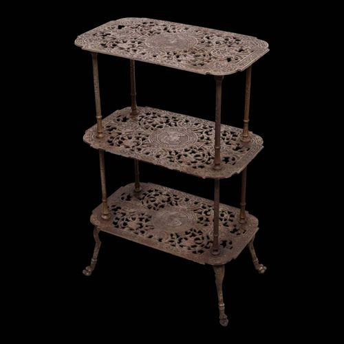 Table Daposappoint Antique En Fonte Orne De Laiton Franais 3 Niveaux Marron