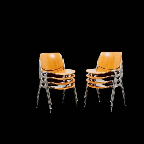 Lot de 6 chaises dsc 106 par G Piretti pour Castelli Circa 1960 bois