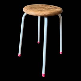 Tabouret Mtal Amp Bois Vintage Multicolore