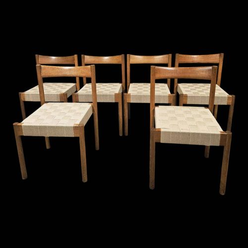 6 Chaises Scandinave 1960aposapos Sangles Tresses Bois