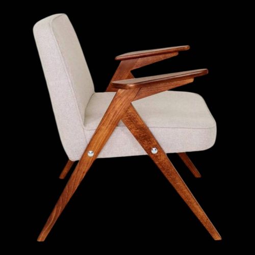Fauteuil Lounge Beige Tress Revtement Bois Couleur Noyer Beige
