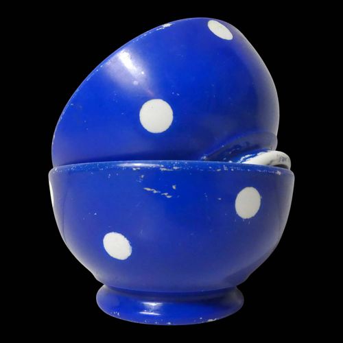 2 Anciens Petits Bols Bleu Pois En Porcelaine De Longchamp Bleu